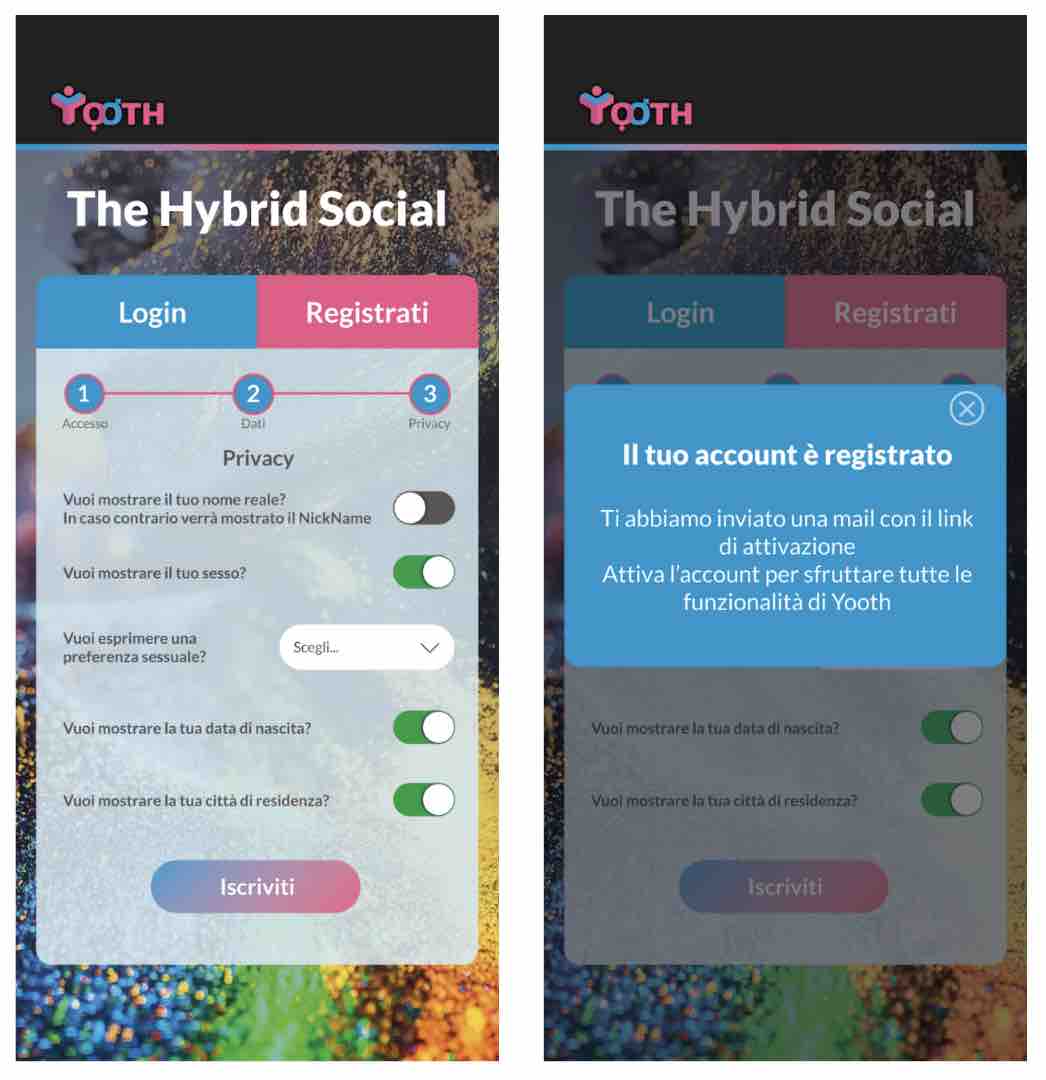 Pagina di Registrazione dell'App di Yooth Step 3