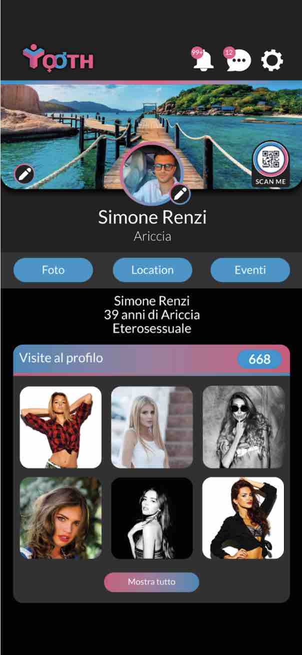 Pagina del Profilo Utente dell'App di Yooth